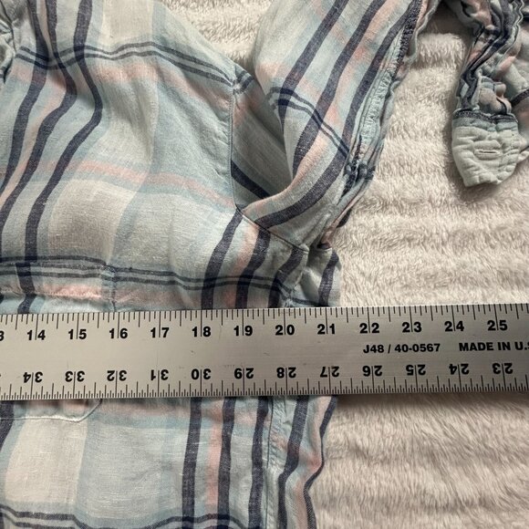Grayson Womens Plaid Long Sleeve Button-Down The Hero Shirt Size 3 Linen Blue - Picture 7 of 8
